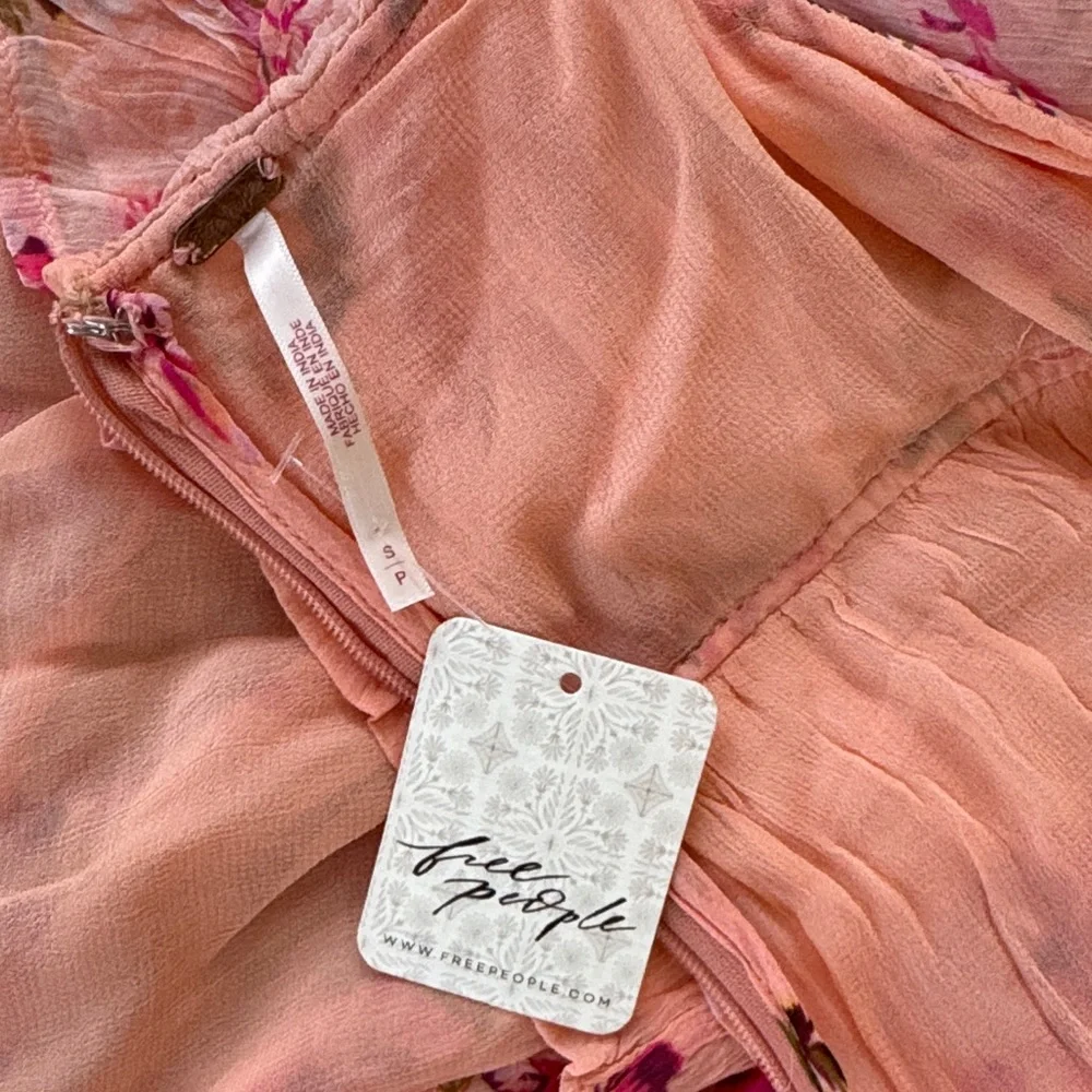 Free People Marney Square Neck Puff Sleeve Floral Printed Babydoll‎ Dress Size S